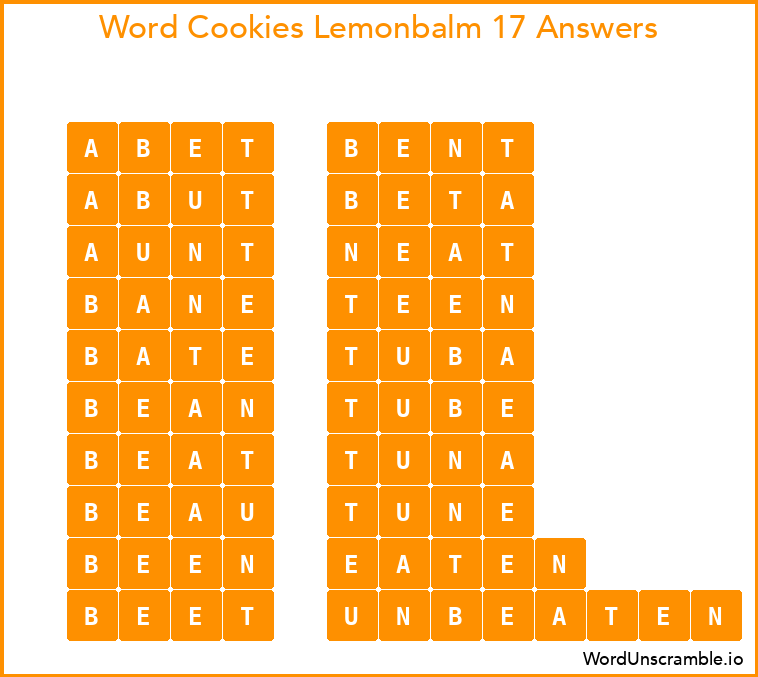 Word Cookies Lemonbalm 17 Answers