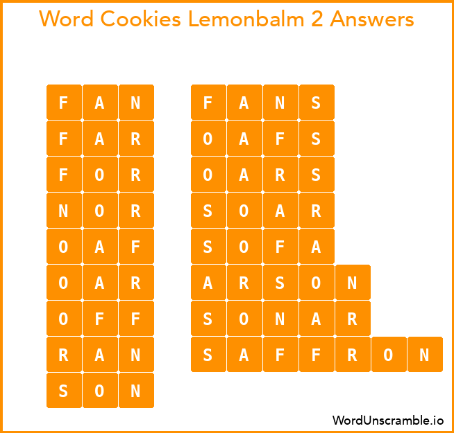 Word Cookies Lemonbalm 2 Answers