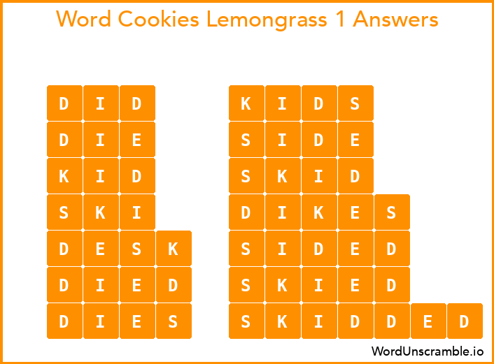 Word Cookies Lemongrass 1 Answers