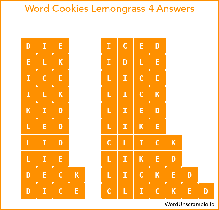 Word Cookies Lemongrass 4 Answers