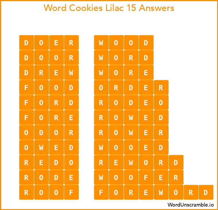 Word Cookies Lilac 15 Answers