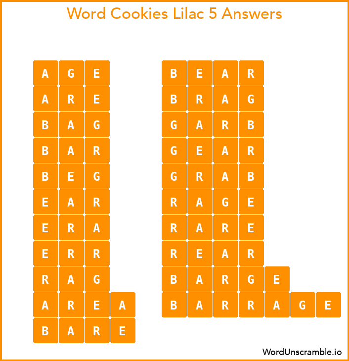Word Cookies Lilac 5 Answers