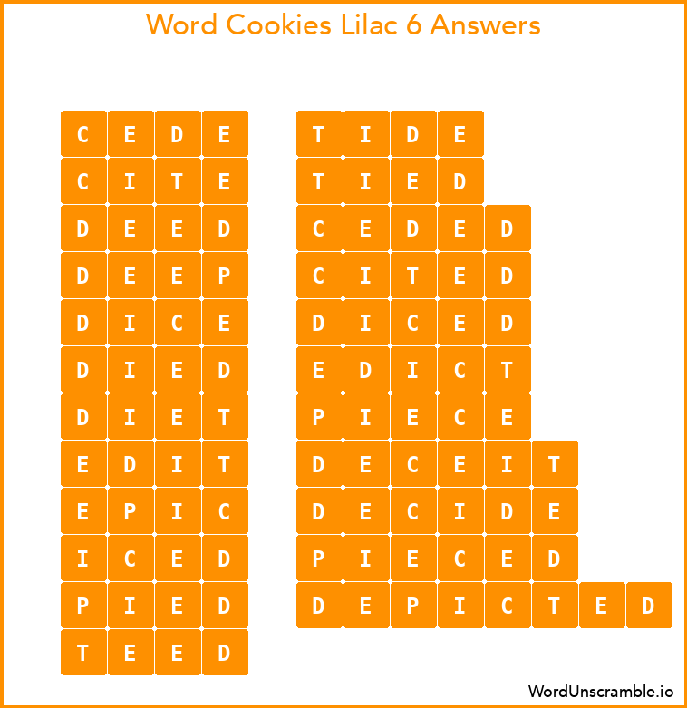 Word Cookies Lilac 6 Answers