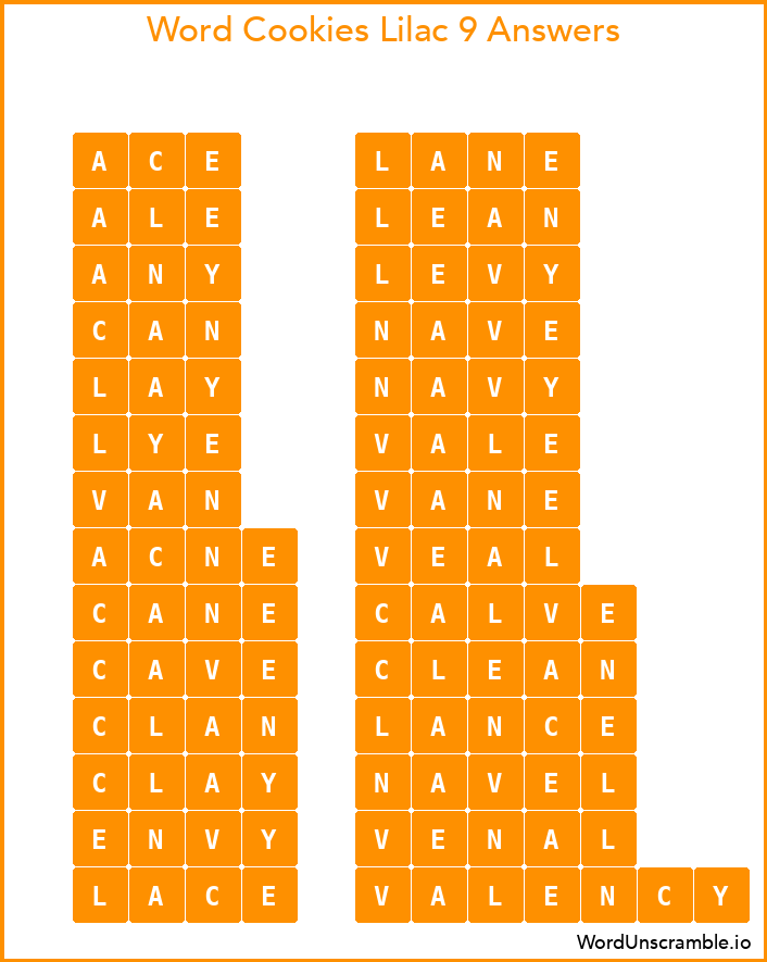 Word Cookies Lilac 9 Answers