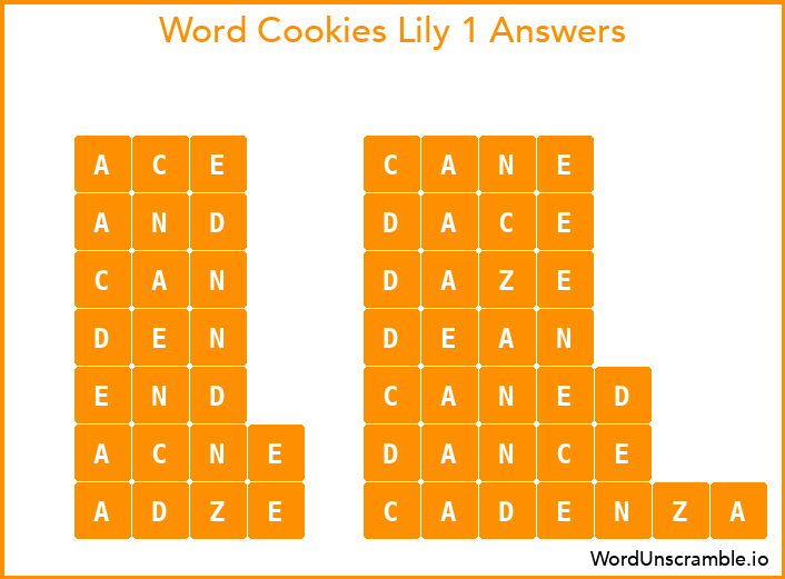 Word Cookies Lily 1 Answers