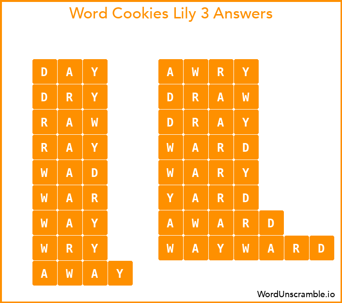 Word Cookies Lily 3 Answers