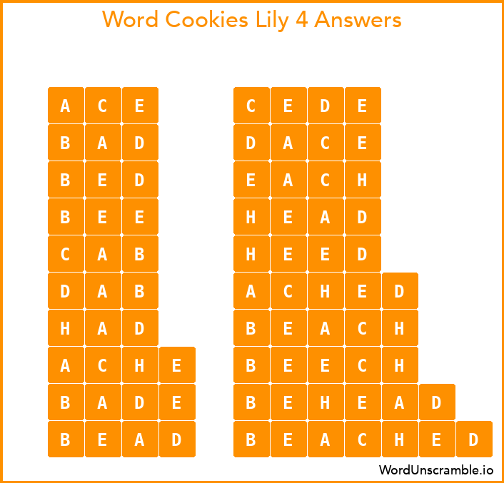 Word Cookies Lily 4 Answers