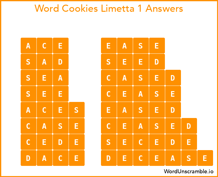 Word Cookies Limetta 1 Answers