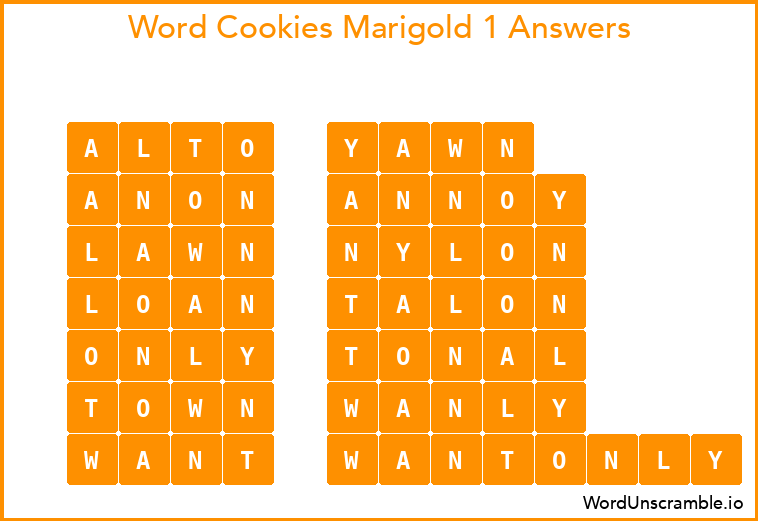 Word Cookies Marigold 1 Answers