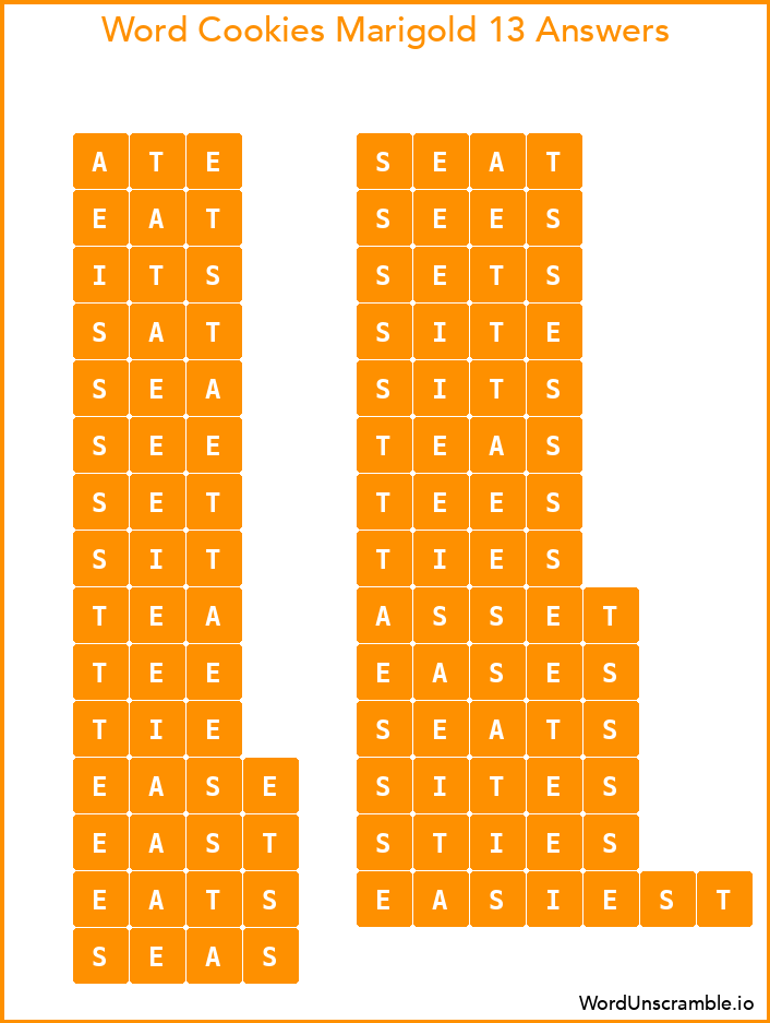 Word Cookies Marigold 13 Answers