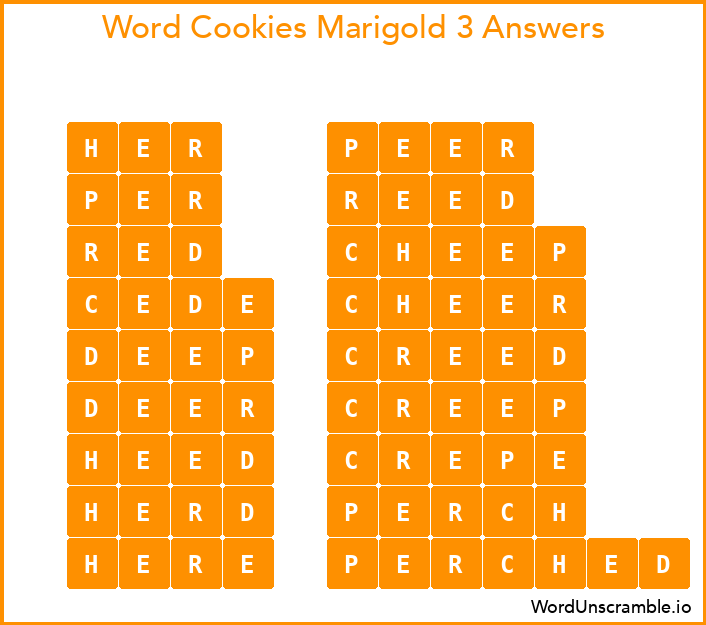 Word Cookies Marigold 3 Answers