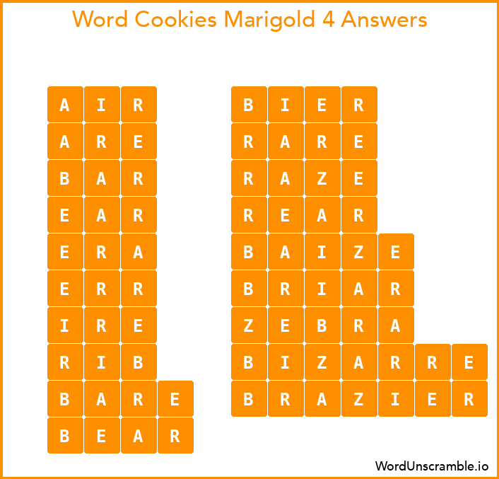 Word Cookies Marigold 4 Answers