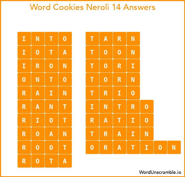 Word Cookies Neroli 14 Answers