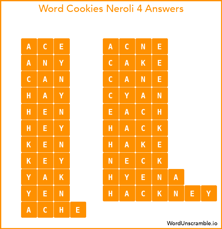 Word Cookies Neroli 4 Answers