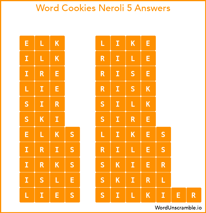 Word Cookies Neroli 5 Answers