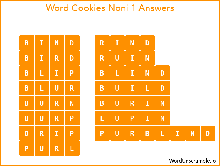 Word Cookies Noni 1 Answers