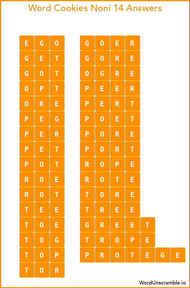 Word Cookies Noni 14 Answers