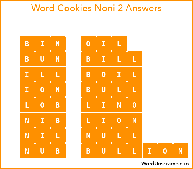 Word Cookies Noni 2 Answers
