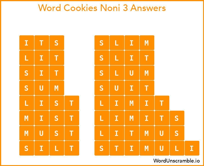 Word Cookies Noni 3 Answers
