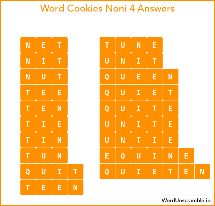Word Cookies Noni 4 Answers