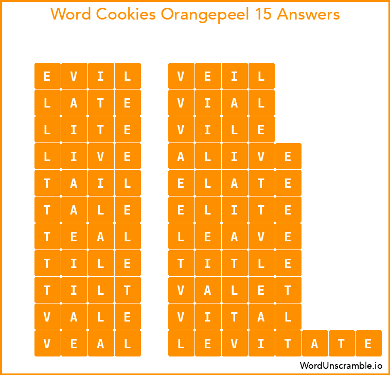 Word Cookies Orangepeel 15 Answers