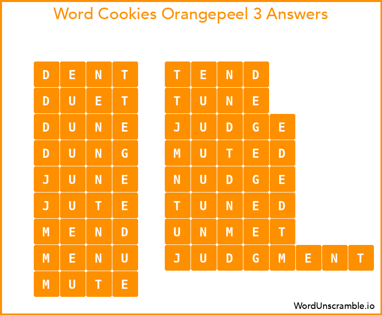 Word Cookies Orangepeel 3 Answers