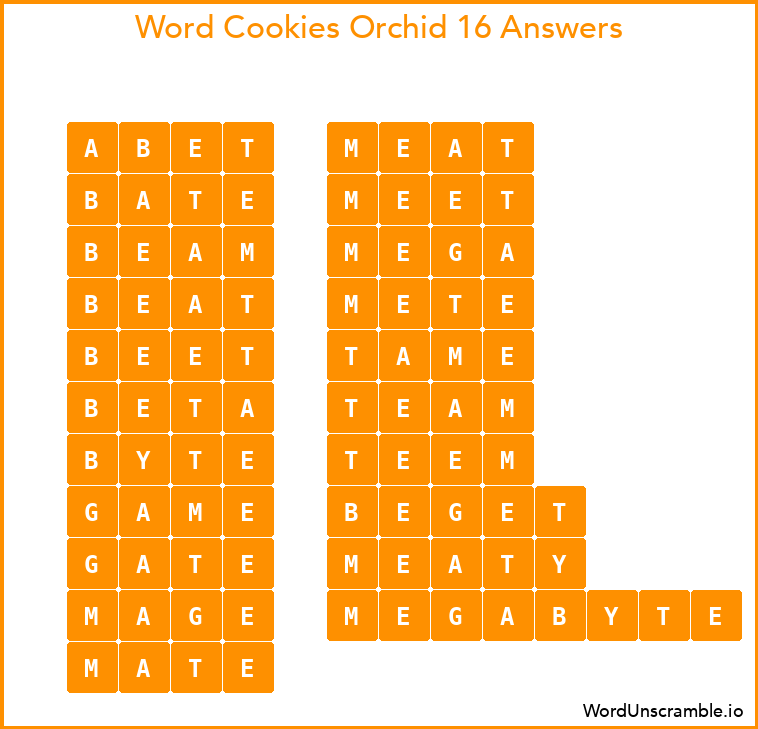 Word Cookies Orchid 16 Answers