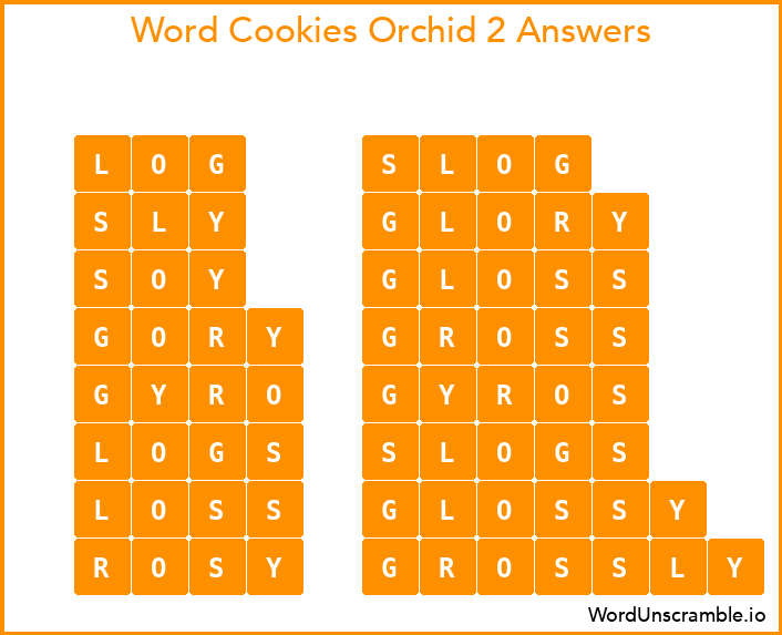 Word Cookies Orchid 2 Answers
