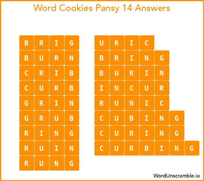 Word Cookies Pansy 14 Answers