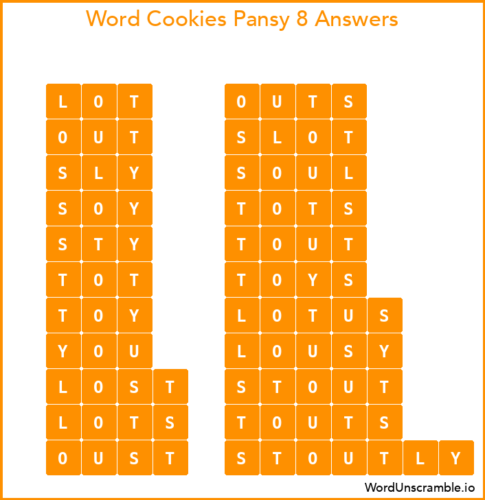 Word Cookies Pansy 8 Answers