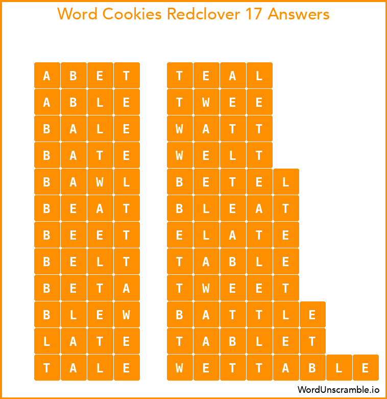Word Cookies Redclover 17 Answers