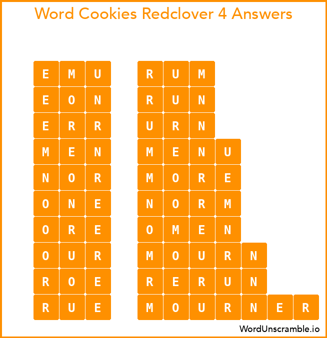 Word Cookies Redclover 4 Answers