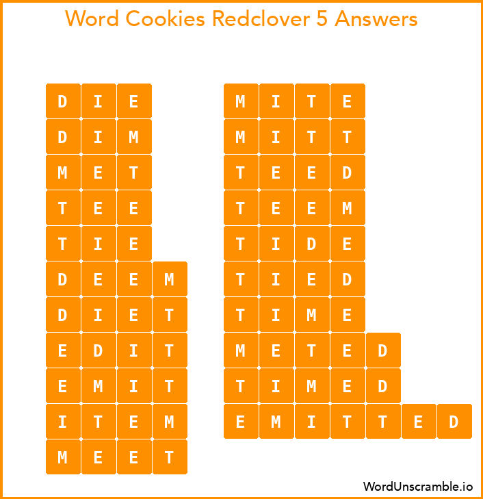 Word Cookies Redclover 5 Answers