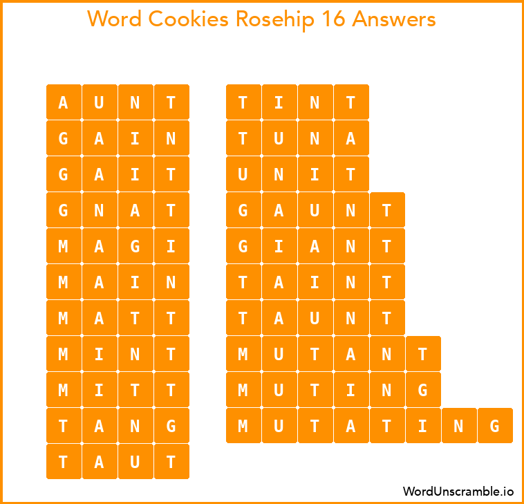 Word Cookies Rosehip 16 Answers