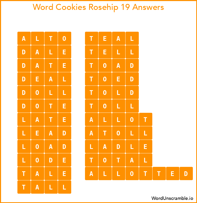 Word Cookies Rosehip 19 Answers