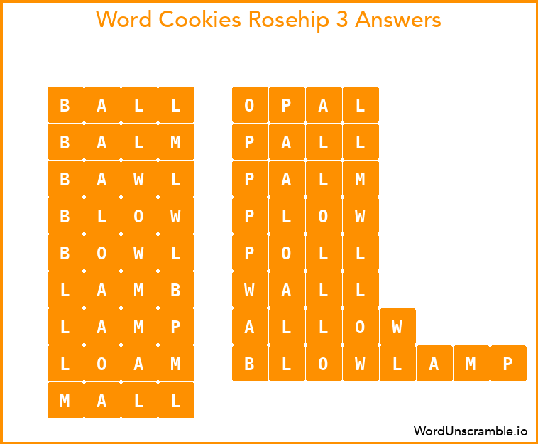 Word Cookies Rosehip 3 Answers