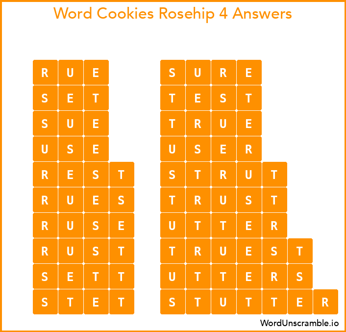 Word Cookies Rosehip 4 Answers