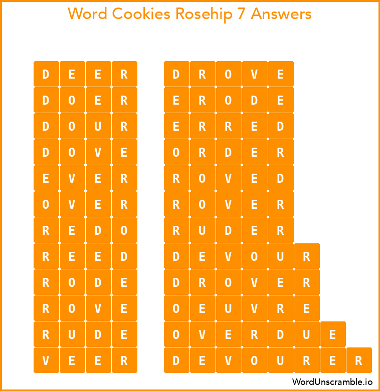 Word Cookies Rosehip 7 Answers