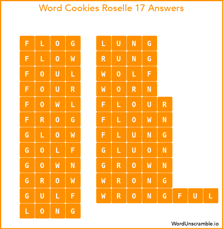 Word Cookies Roselle 17 Answers