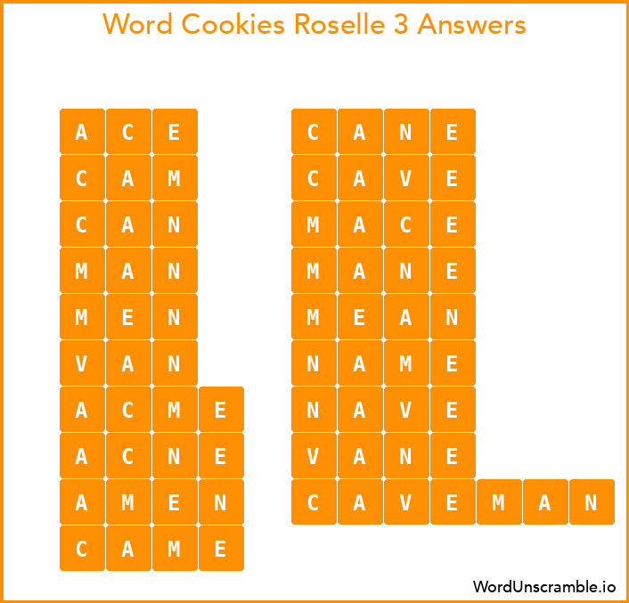 Word Cookies Roselle 3 Answers