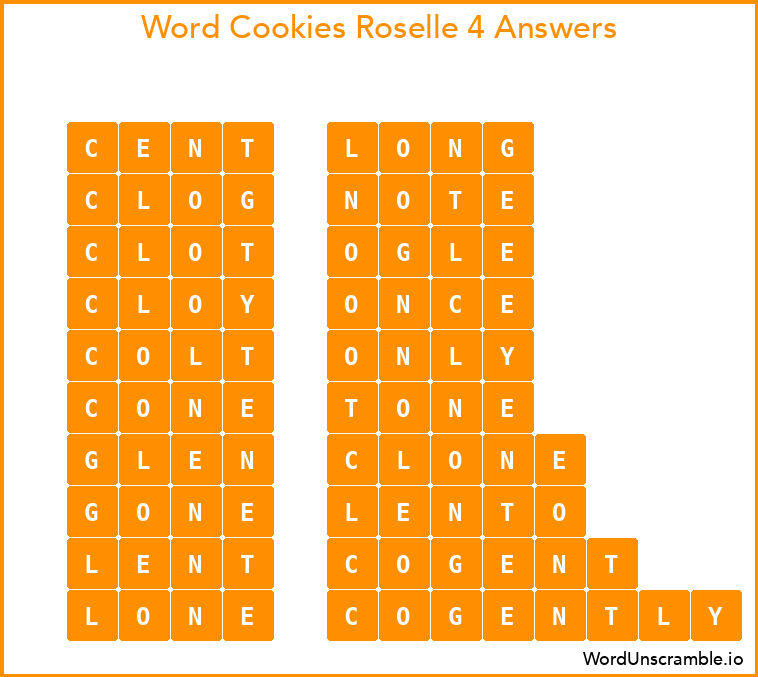 Word Cookies Roselle 4 Answers