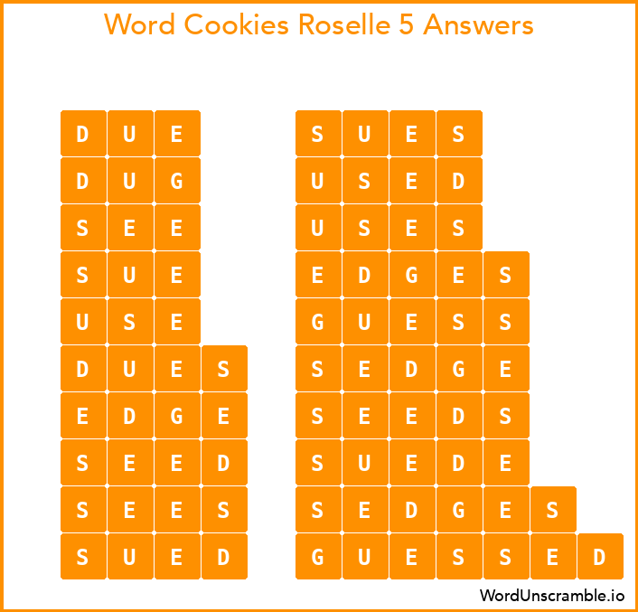 Word Cookies Roselle 5 Answers