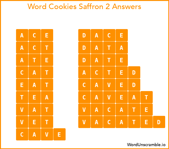 Word Cookies Saffron 2 Answers