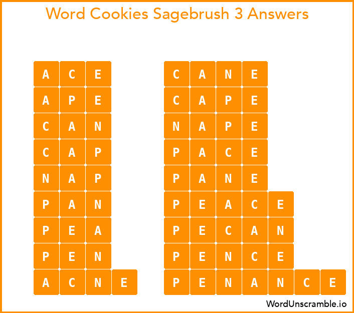 Word Cookies Sagebrush 3 Answers