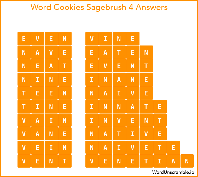 Word Cookies Sagebrush 4 Answers