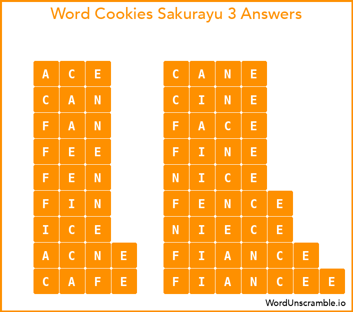 Word Cookies Sakurayu 3 Answers