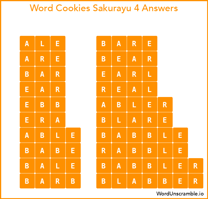 Word Cookies Sakurayu 4 Answers