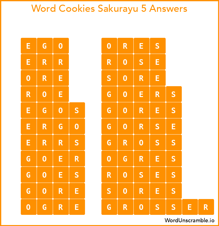 Word Cookies Sakurayu 5 Answers