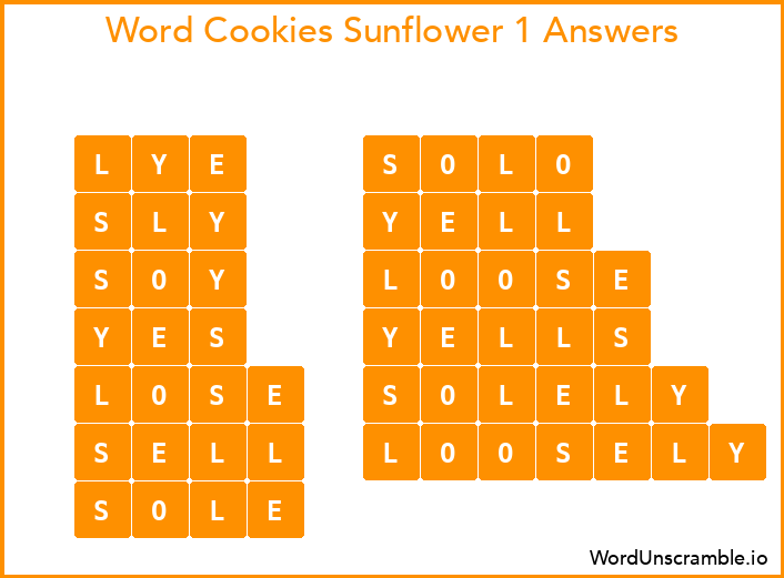 Word Cookies Sunflower 1 Answers