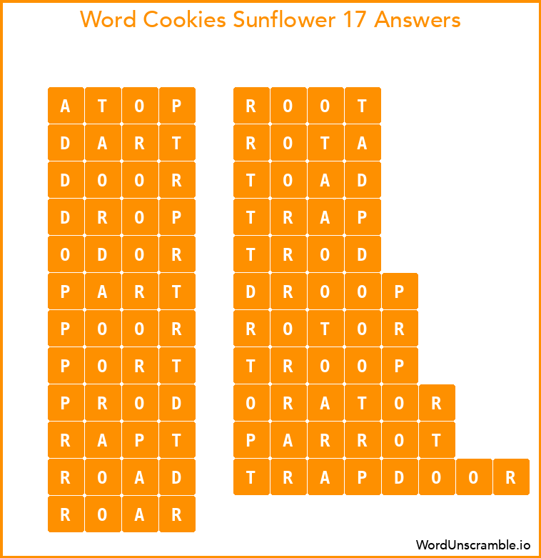 Word Cookies Sunflower 17 Answers